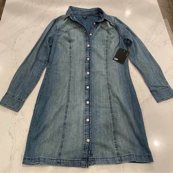 NWT Lee Blue Denim Button-Down Dress - Picture 15 of 15